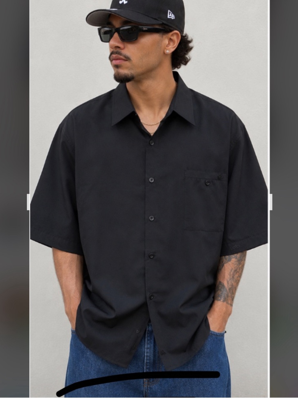Pelle Pelle Y2K Men’s Black Short Sleeve Button-Up Shirt XL Streetwear